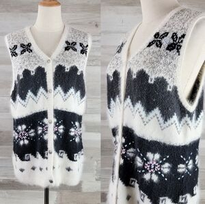 Vintage E Main Line by Eagle Eye Angora Blend Winter Sweater Vest Size Large